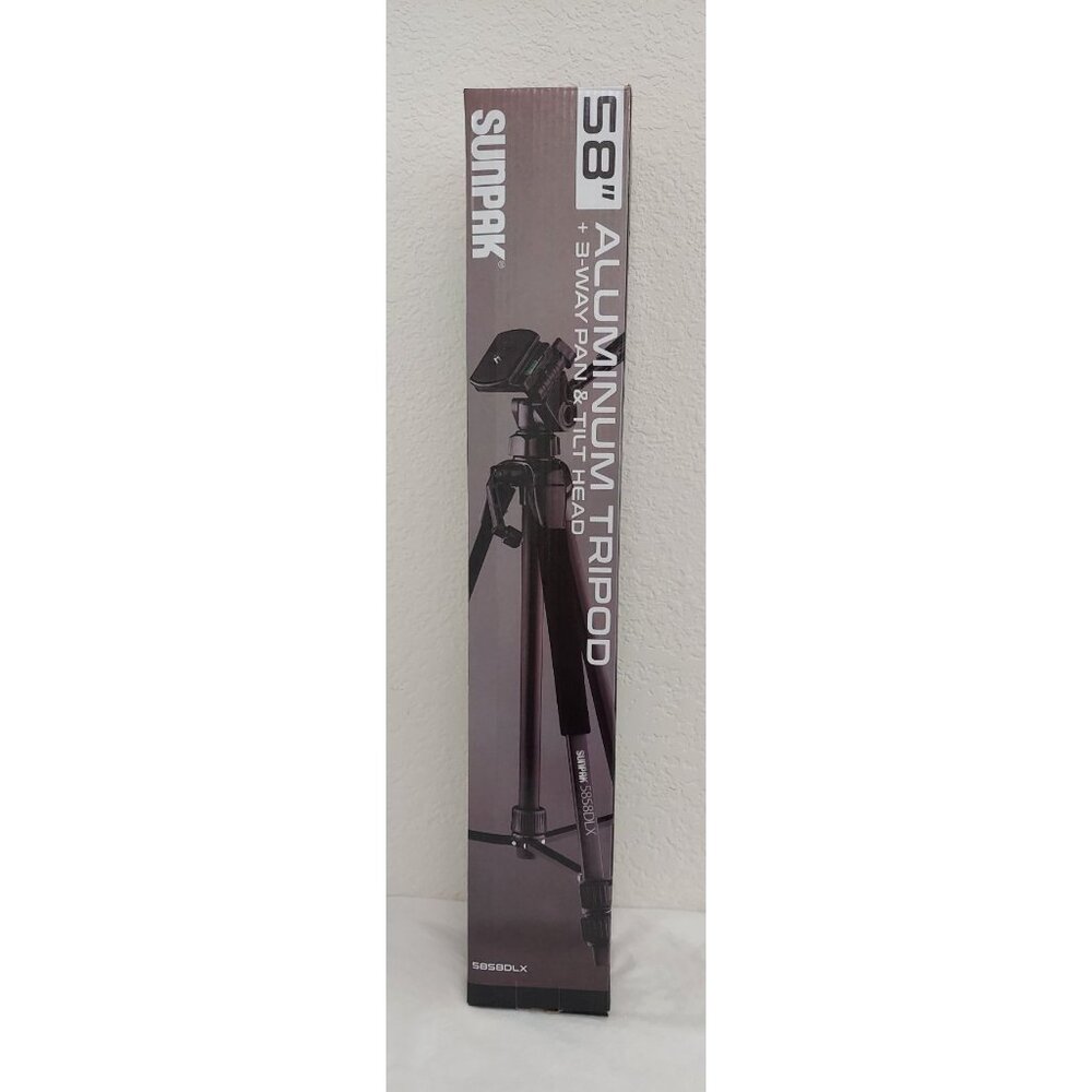 Sunpak 5858DLX Medium Duty Video Tripod Camera Video Production Stand 58" NIB
